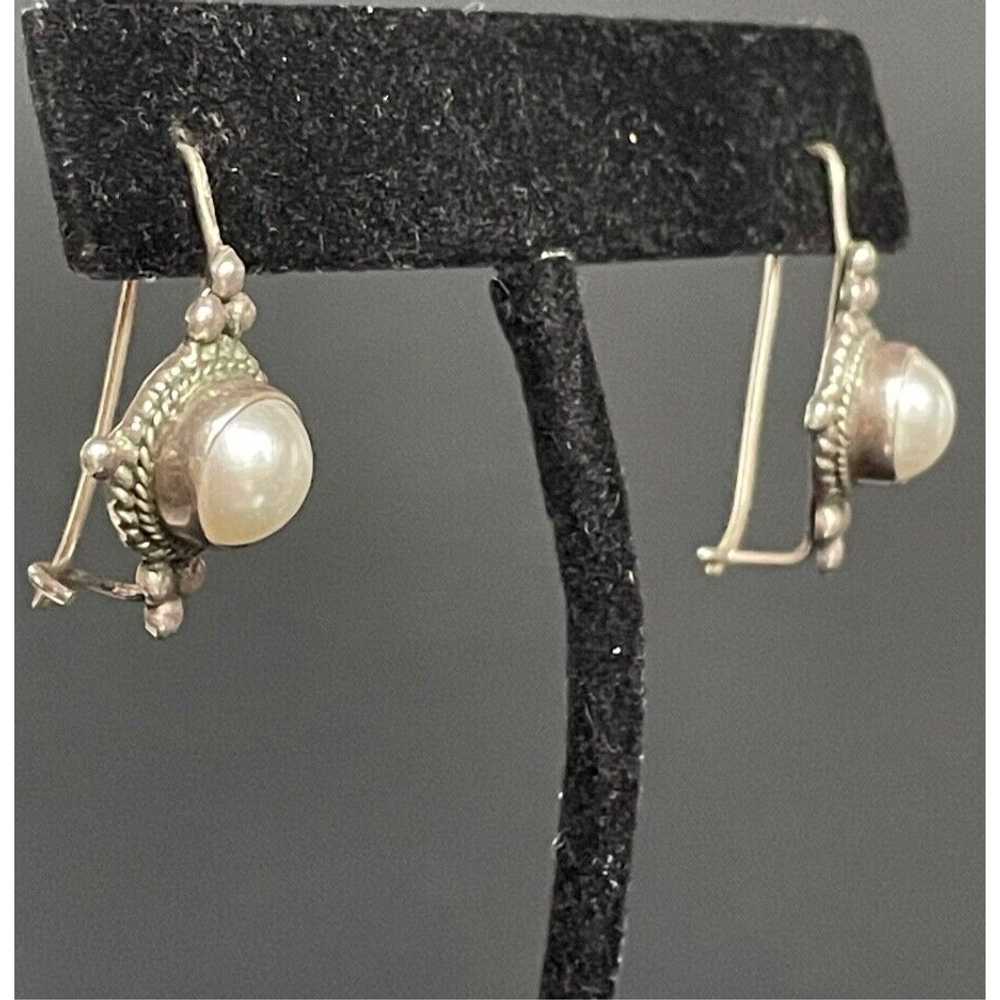925 STERLING SILVER AND PEARL EARRINGS SKY - image 2