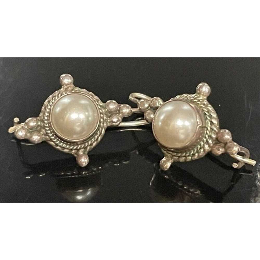 925 STERLING SILVER AND PEARL EARRINGS SKY - image 3