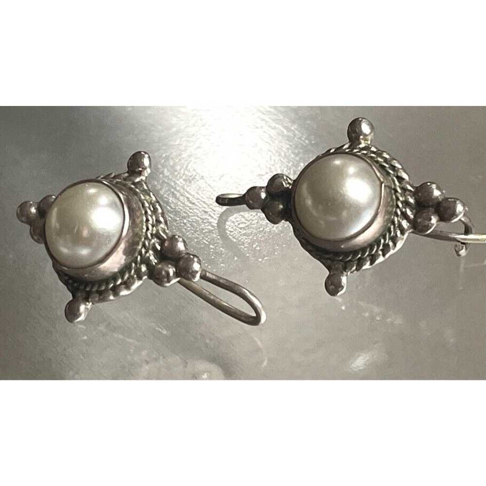 925 STERLING SILVER AND PEARL EARRINGS SKY - image 4