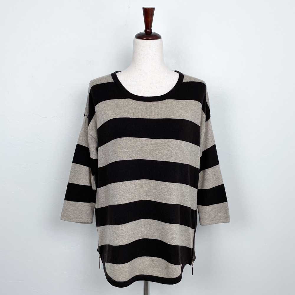 Sioni Studio Angora Cashmere Blend Brown Striped … - image 1