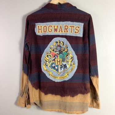 Upcycled Harry Potter Hogwarts flannel bleached r… - image 1