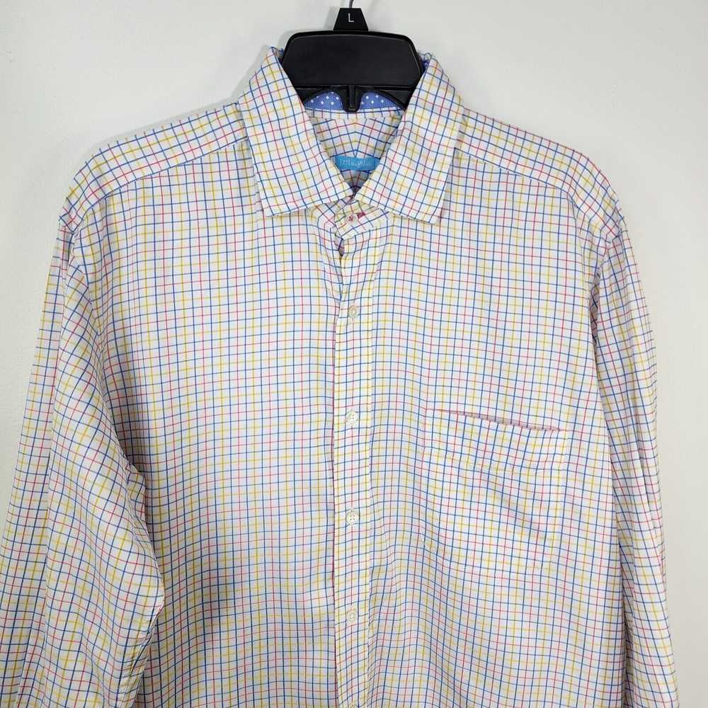 J McLaughlin Mens Shirt Medium White Check Long S… - image 3