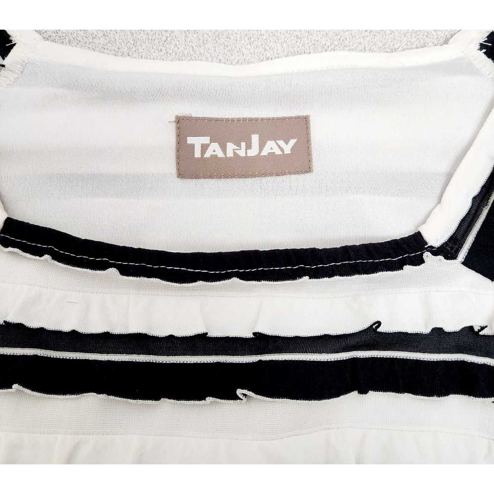 TanJay Black White Striped Ruffled Pleats Square … - image 6