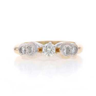 Yellow Gold Diamond Engagement Ring - 14k Round B… - image 1