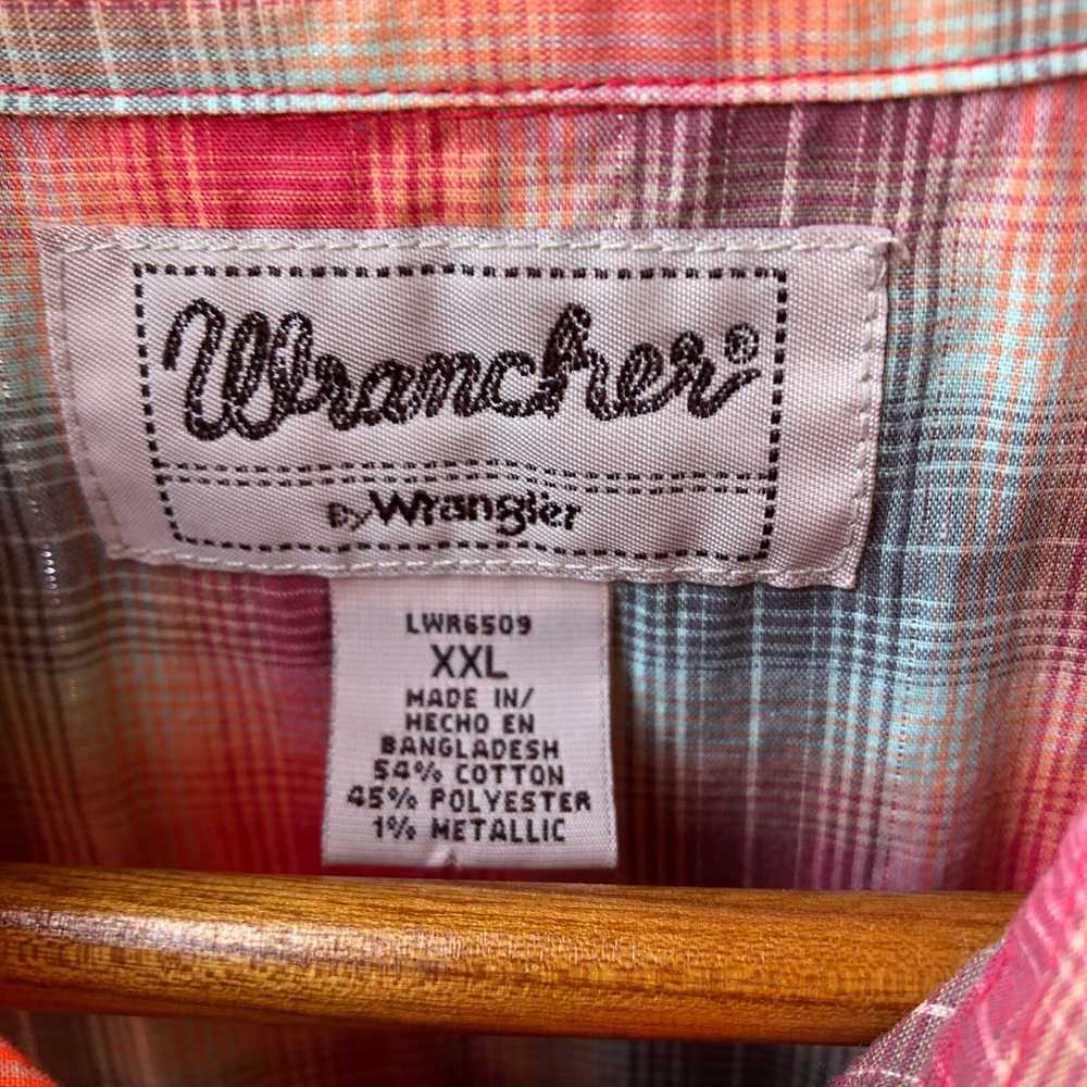Vintage Wrangler Wrancher Pearl Snap Plaid Button… - image 4