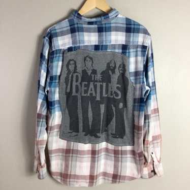 Upcycled The Beatles flannel old navy ombre bleac… - image 1