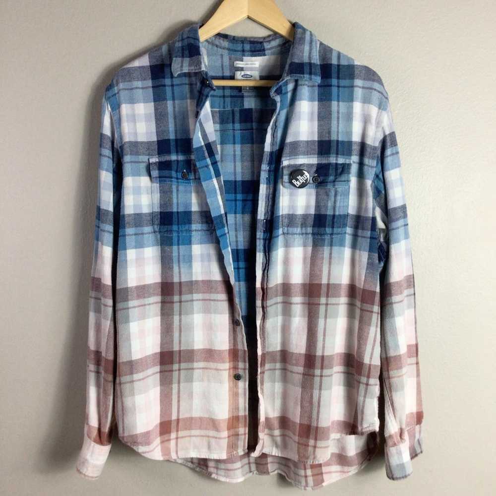 Upcycled The Beatles flannel old navy ombre bleac… - image 2