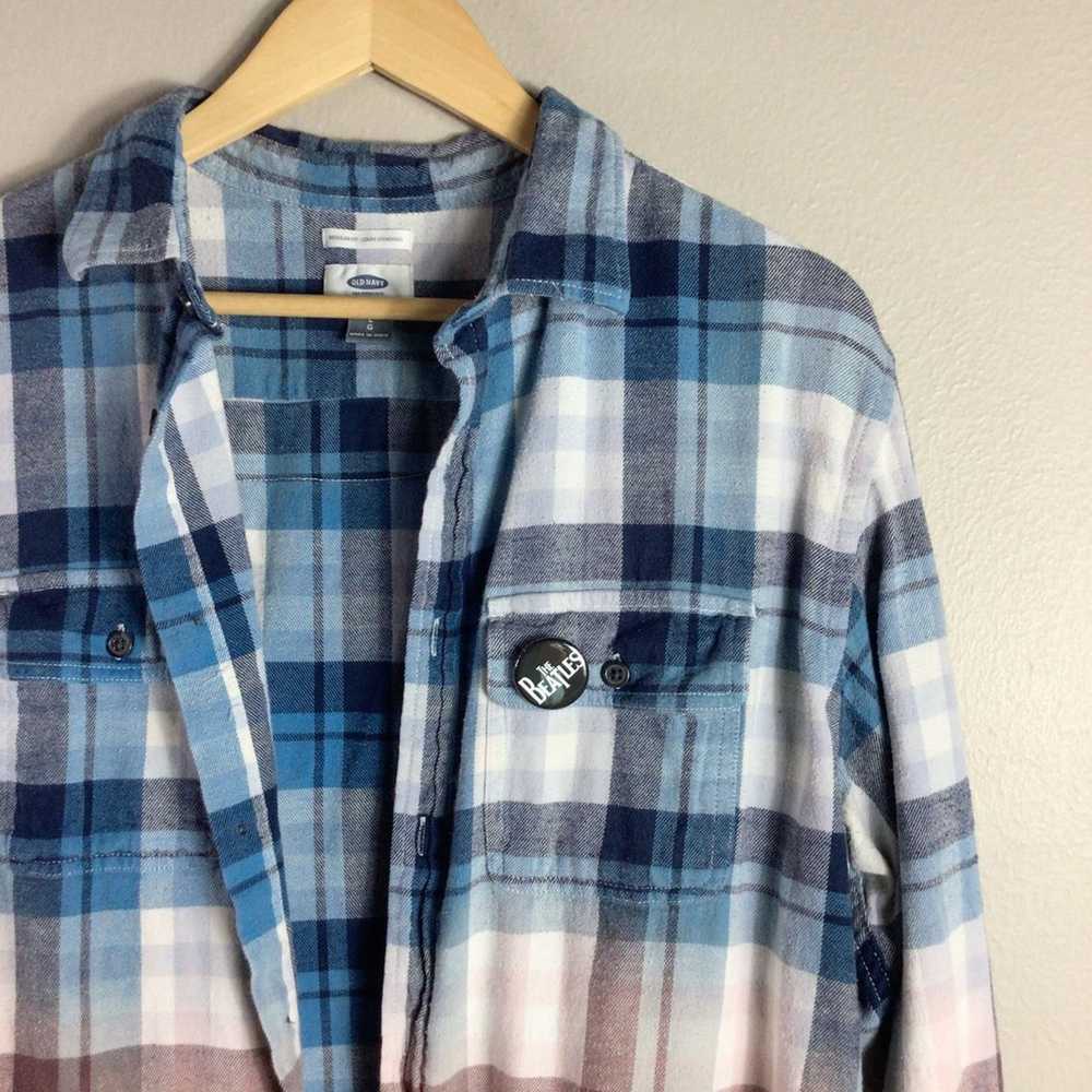 Upcycled The Beatles flannel old navy ombre bleac… - image 4