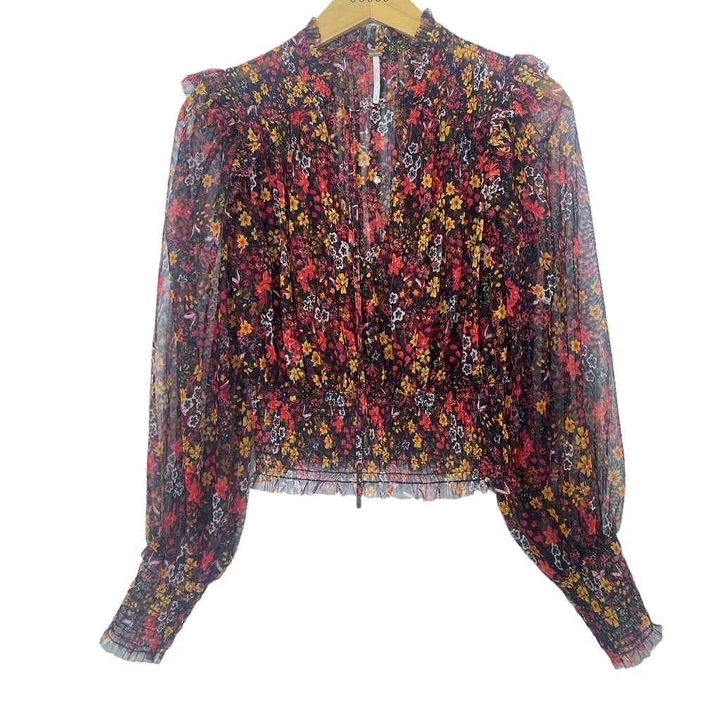 Free People Top Twyla Boho Sheer Printed Floral B… - image 3