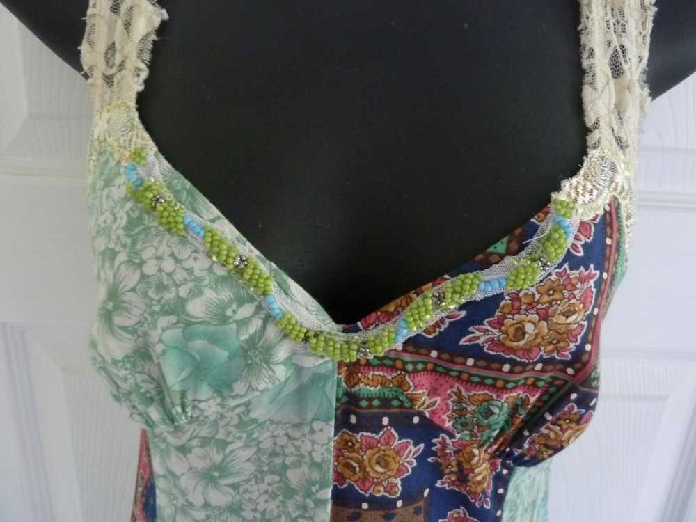 Free People Boho Floral Patchwork & Lace Racerbac… - image 8
