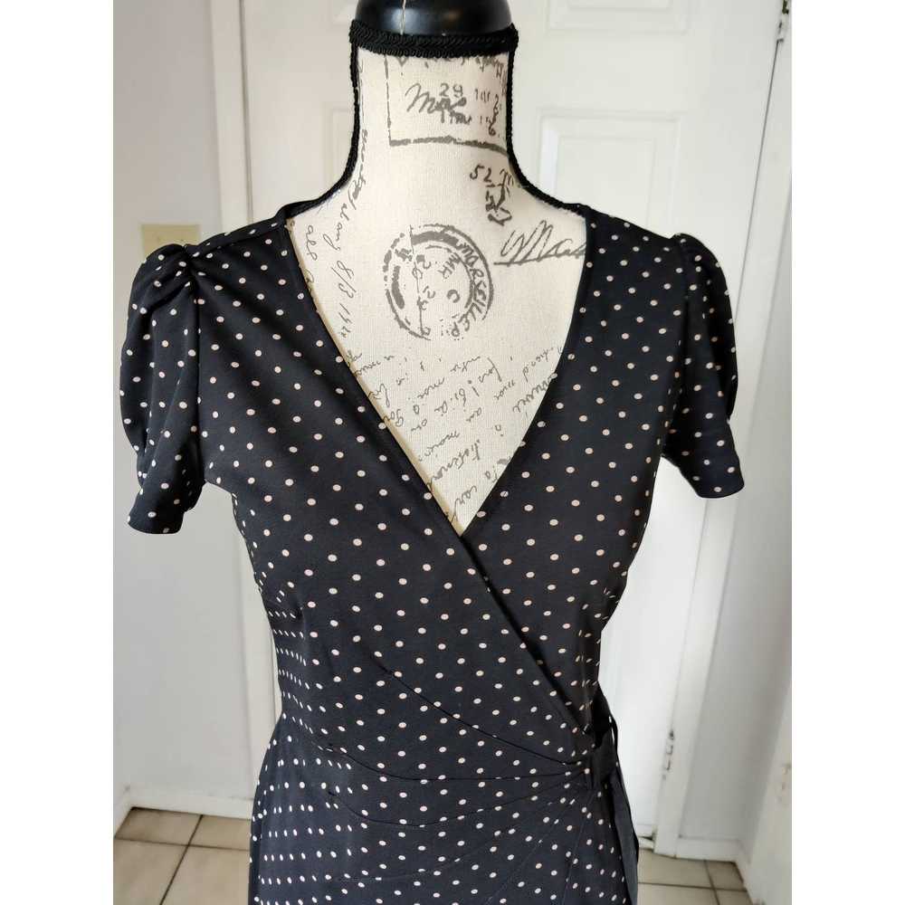 Loft Black Polka Dot Wrap Dress Short Sleeve Cock… - image 7