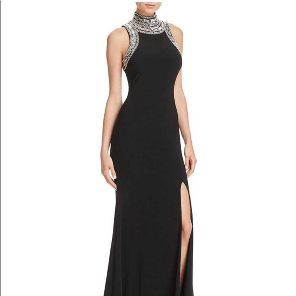 Aqua Dresses Beaded Mock Neck Sleeveless Gown - image 2