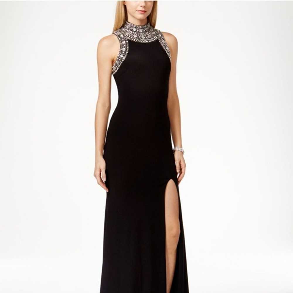 Aqua Dresses Beaded Mock Neck Sleeveless Gown - image 3