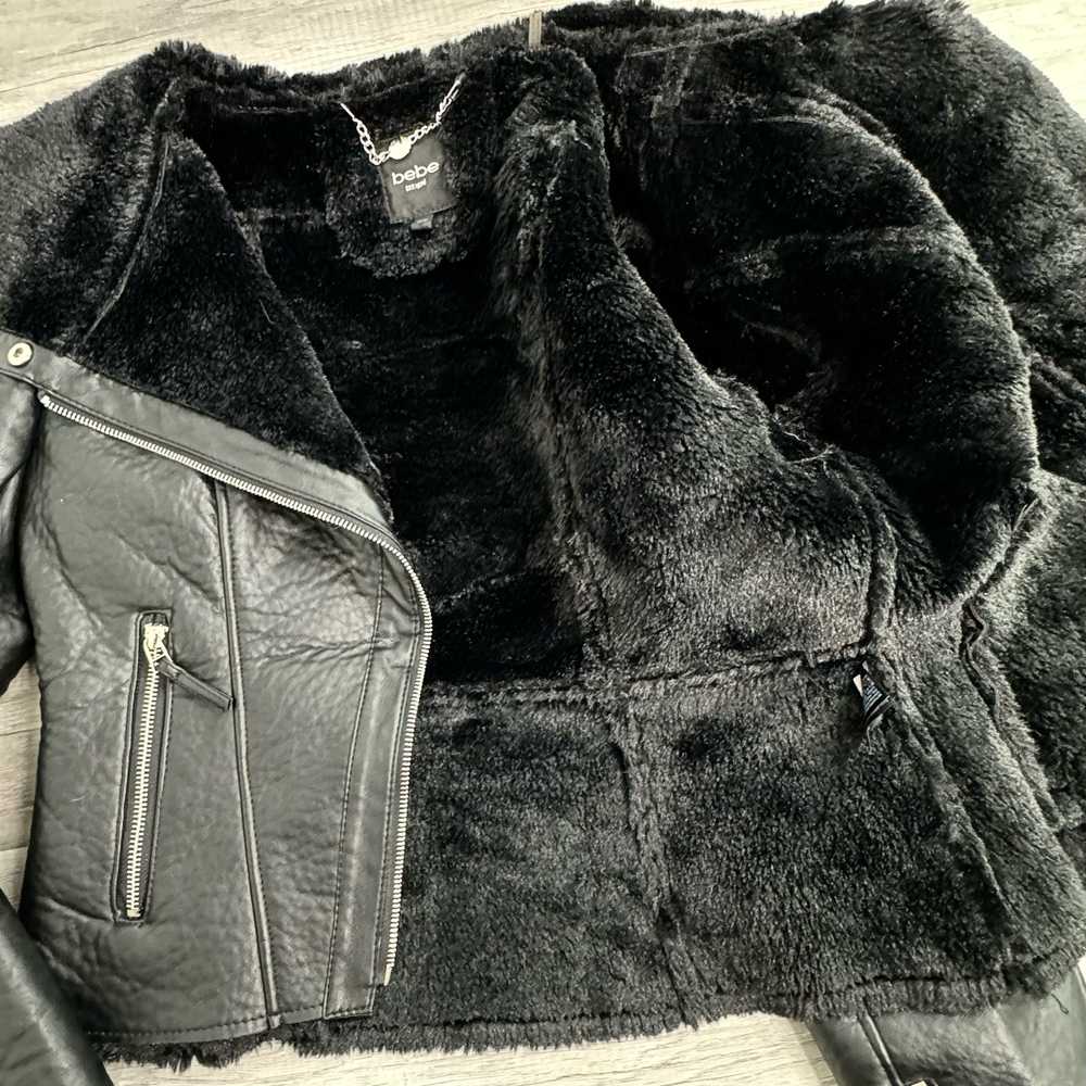 bebe Vegan Leather Faux Shearling Moto Jacket Siz… - image 6