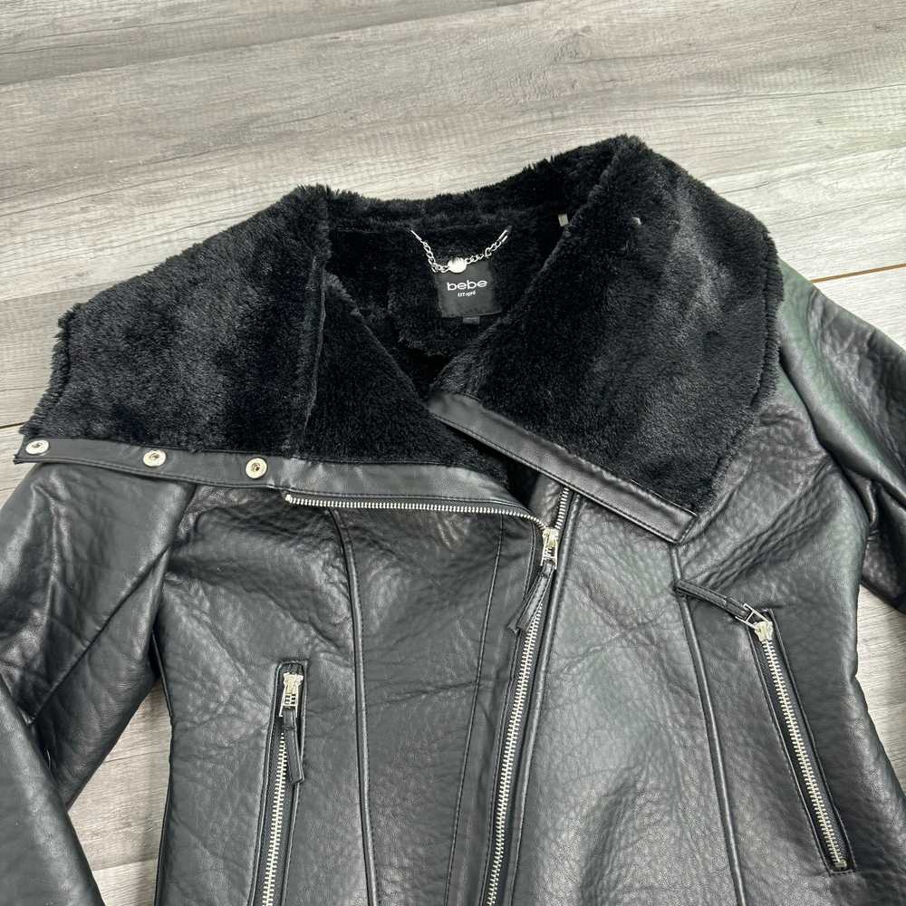 bebe Vegan Leather Faux Shearling Moto Jacket Siz… - image 7