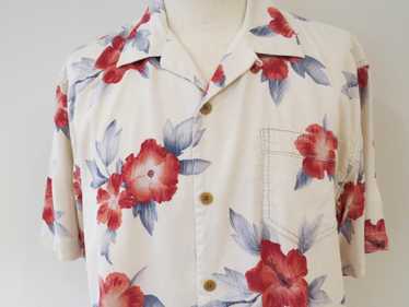 Tommy Bahama Ivory Hawaiian SILK Shirt LARGE 50" … - image 1