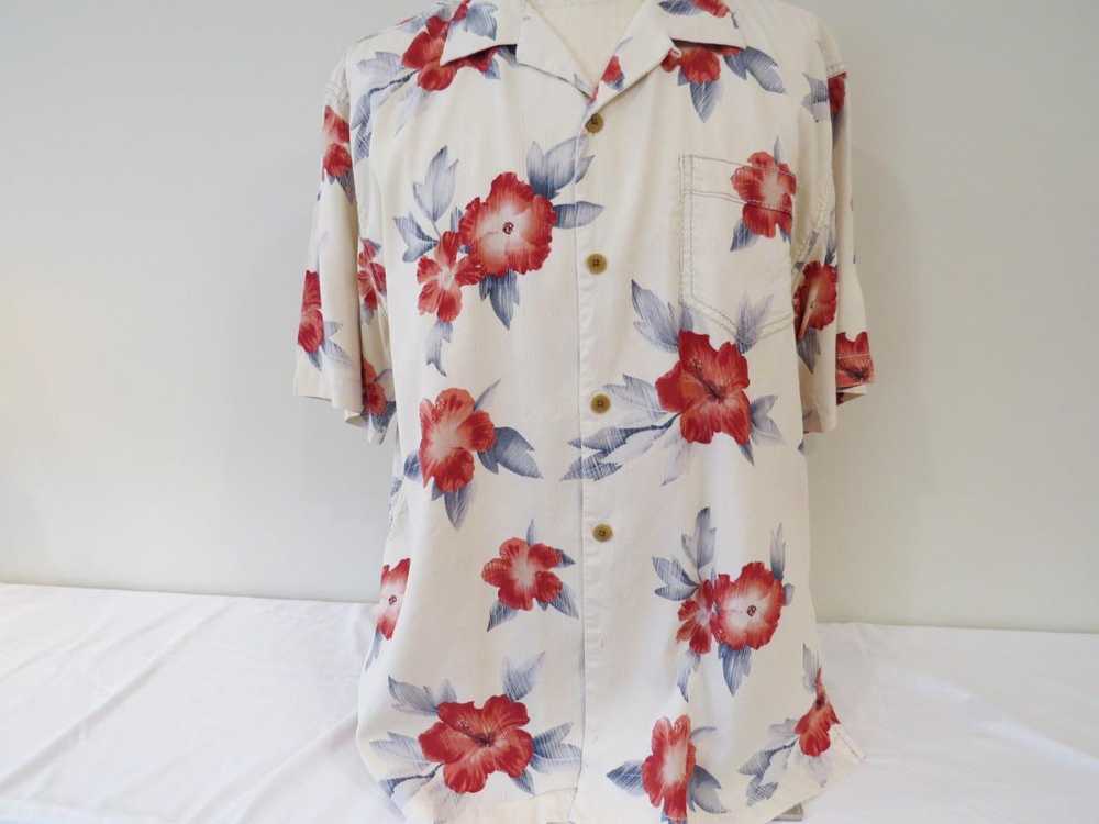 Tommy Bahama Ivory Hawaiian SILK Shirt LARGE 50" … - image 2