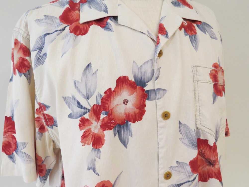 Tommy Bahama Ivory Hawaiian SILK Shirt LARGE 50" … - image 3