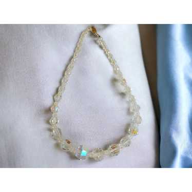 Art Deco Style Vintage Crystal Necklace with Gold… - image 1