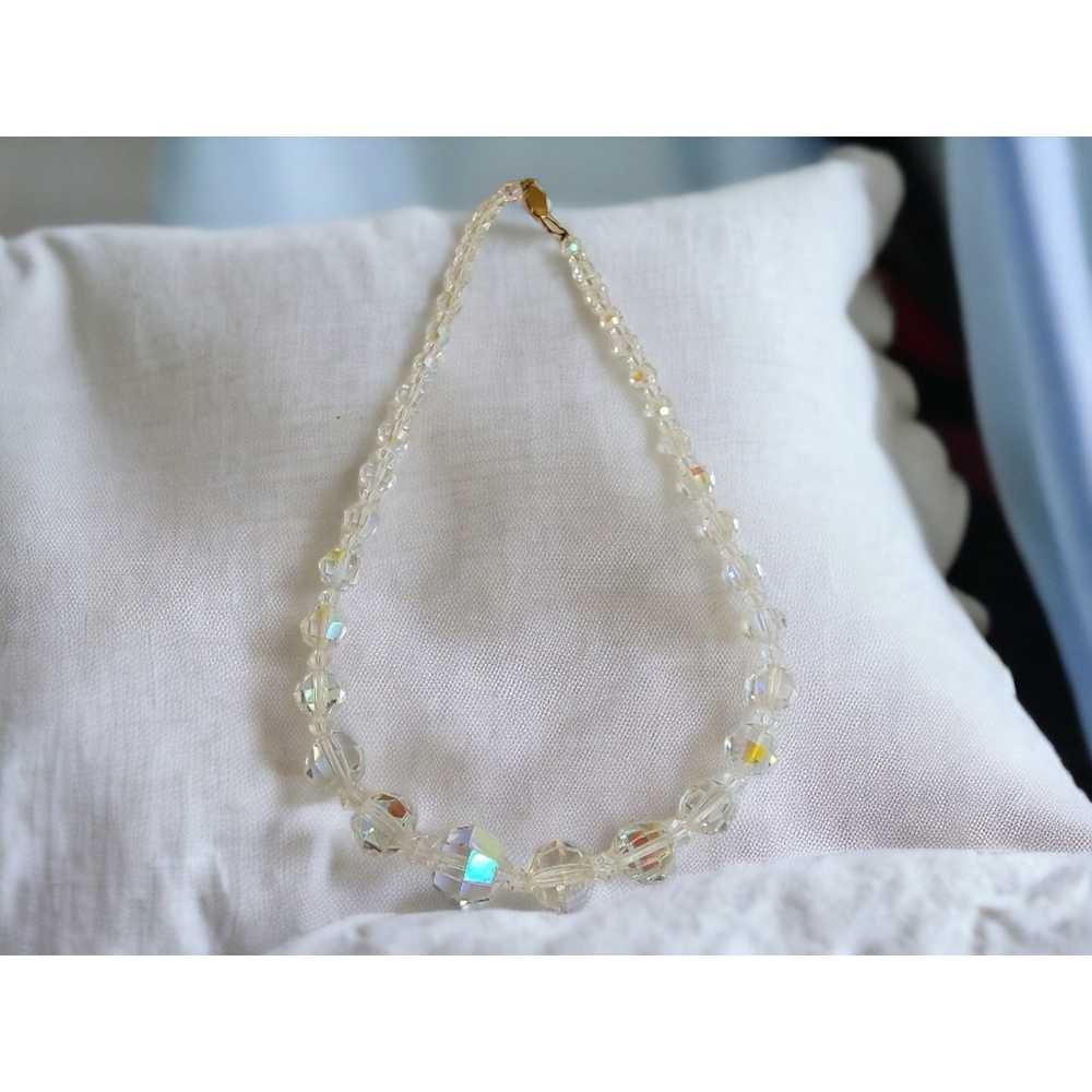 Art Deco Style Vintage Crystal Necklace with Gold… - image 2