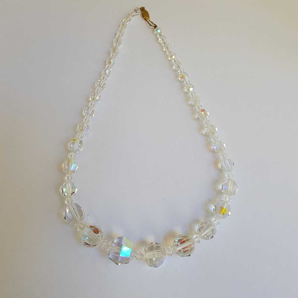 Art Deco Style Vintage Crystal Necklace with Gold… - image 3