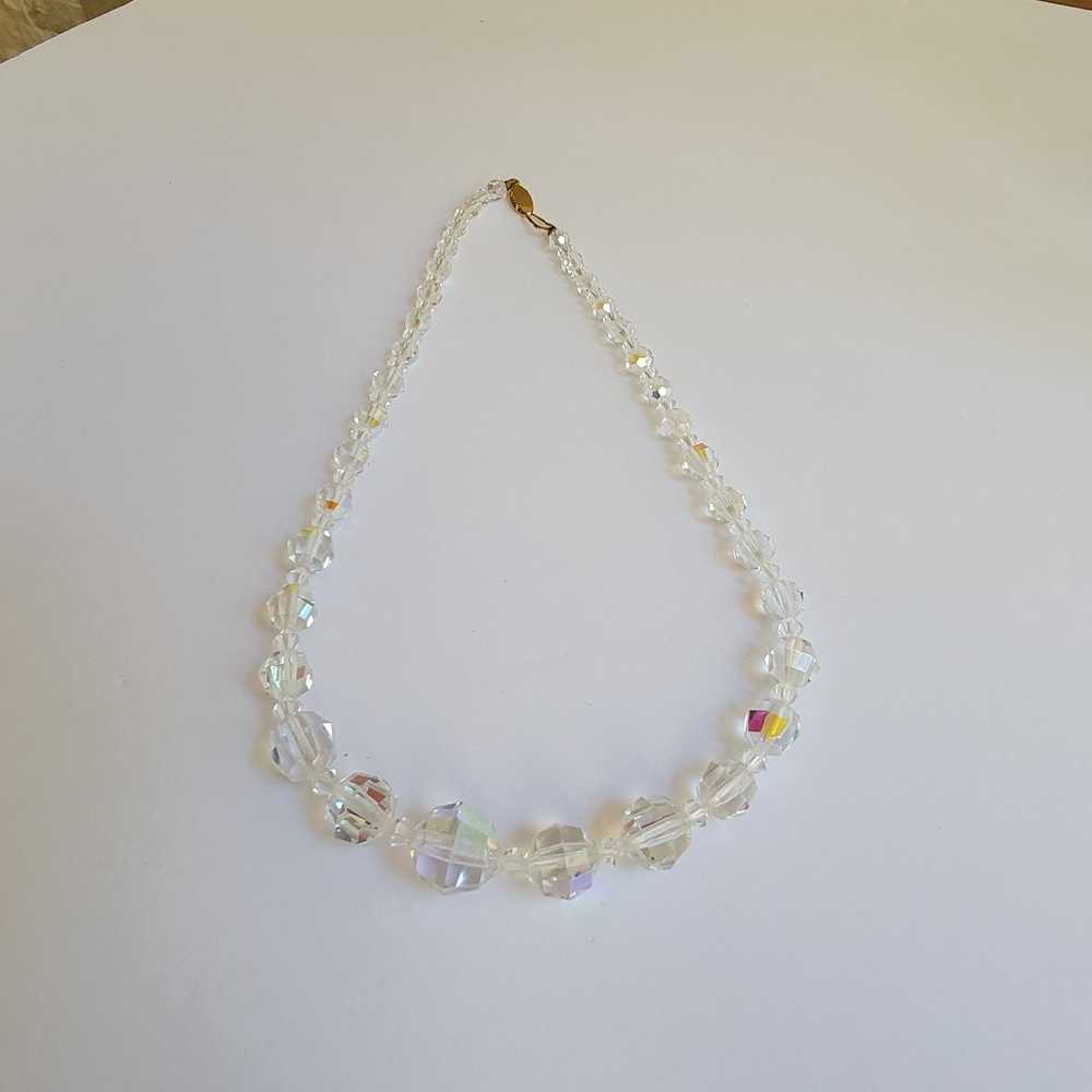 Art Deco Style Vintage Crystal Necklace with Gold… - image 7