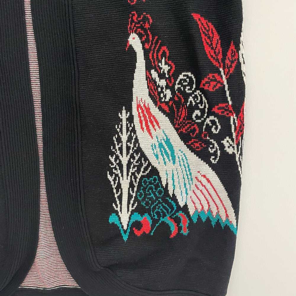 Vtg 80s 90s Open Long Cardigan Sweater Peacock Bi… - image 4