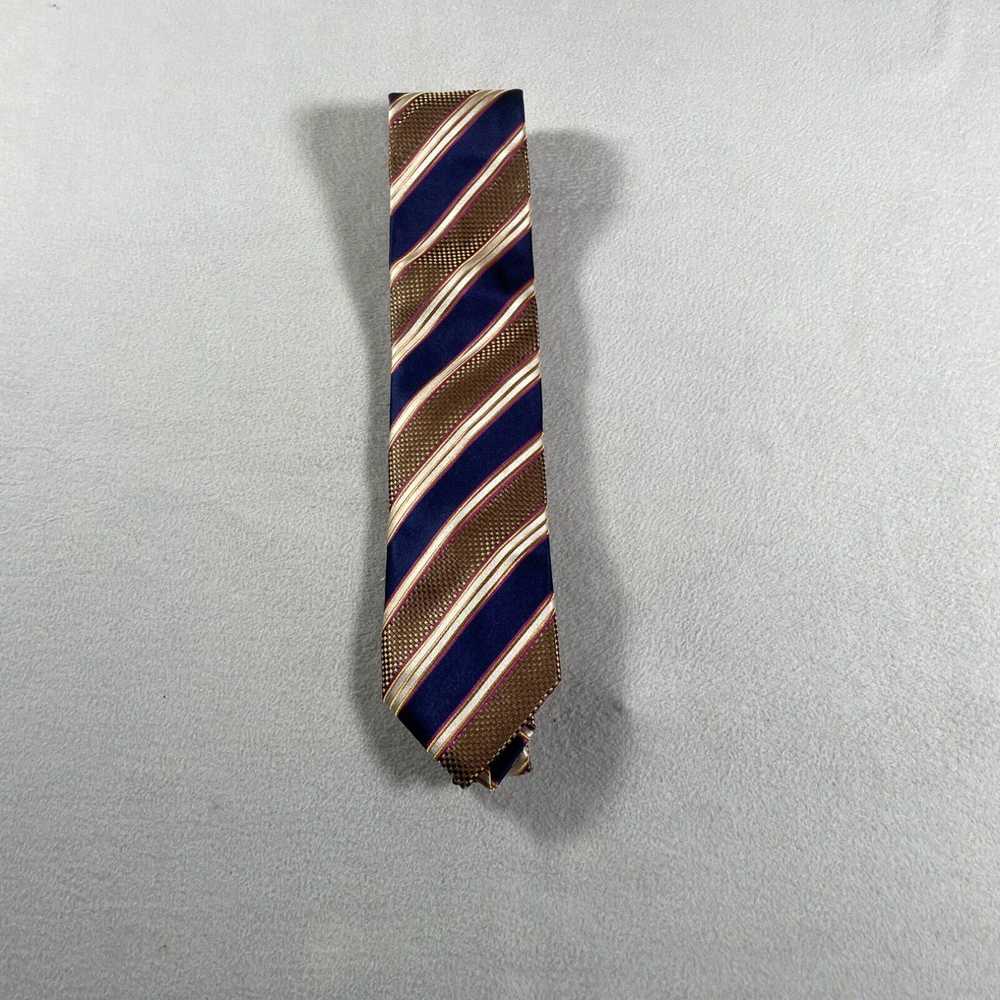 Vintage Santorelli Tie Mens Brown Striped 100% Si… - image 2