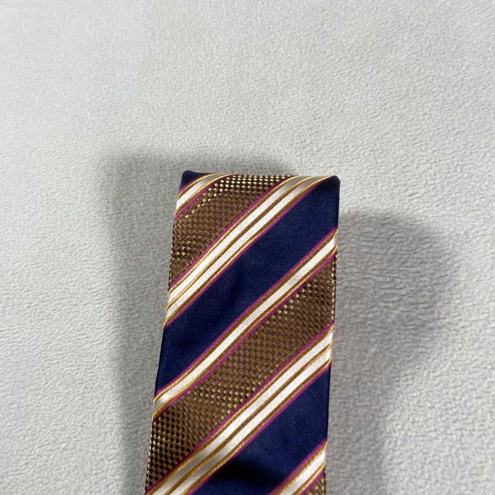 Vintage Santorelli Tie Mens Brown Striped 100% Si… - image 3