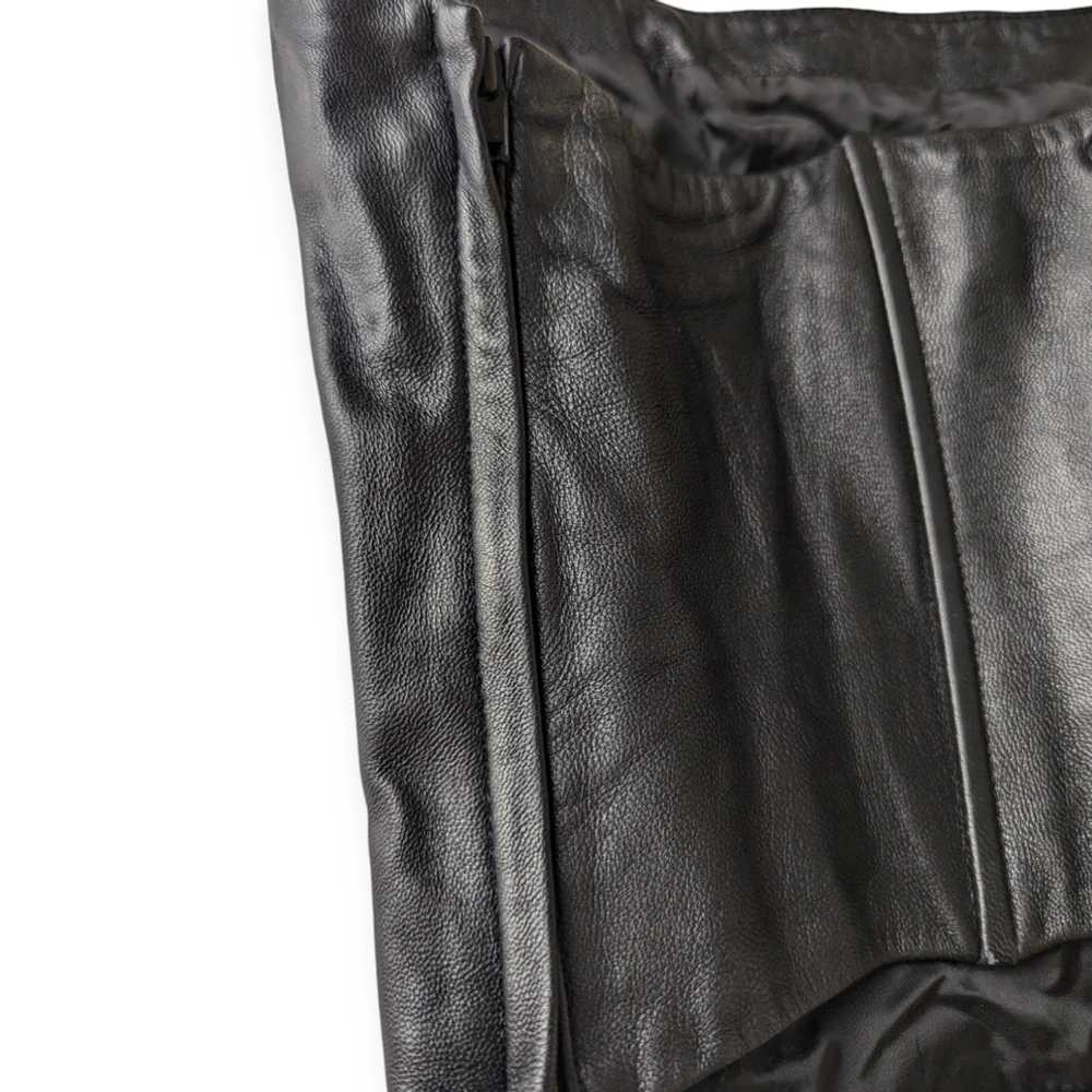 Vintage Express Black 100% Leather Corset Bustier… - image 2
