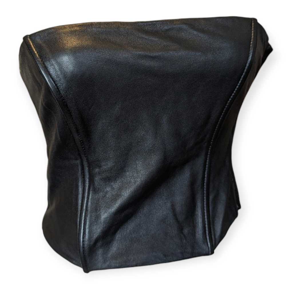 Vintage Express Black 100% Leather Corset Bustier… - image 7