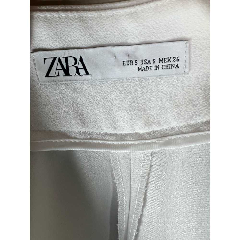 Zara White Wide Leg Pleated Side Zipper Stretch T… - image 5