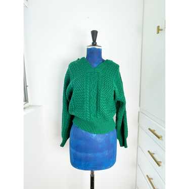 Hand made Cable Knit Green Sweater