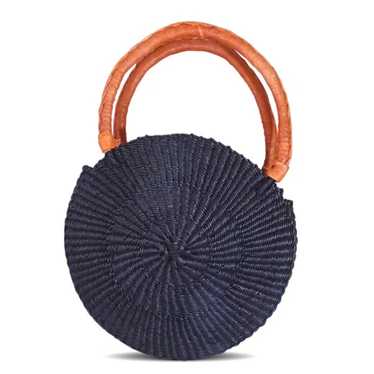 Ti-a Woven Goods Round Purse Bag Woven Handle Top… - image 1