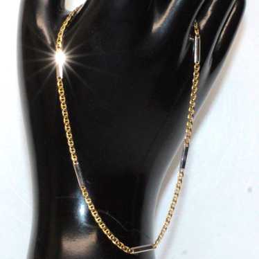 14K Yellow & White Gold 9 5/8" Bar & Chain Anklet 