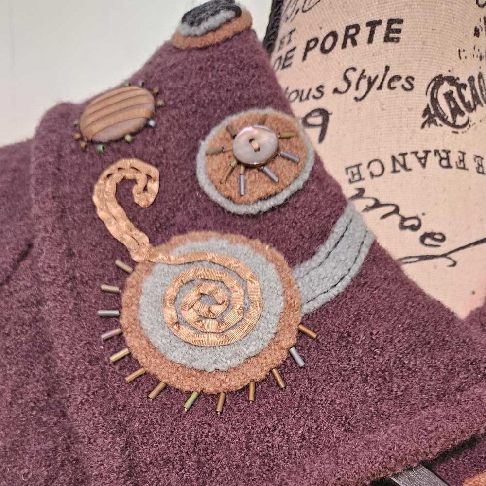 Co Velo wool Art to wear embellished jacket. Size… - image 9