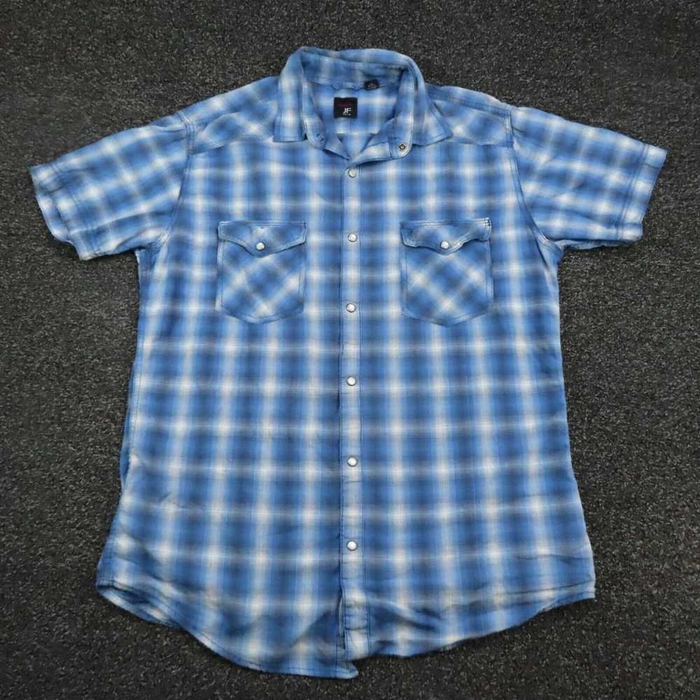 Vintage J Ferrar Shirt Adult Large Blue & White P… - image 1