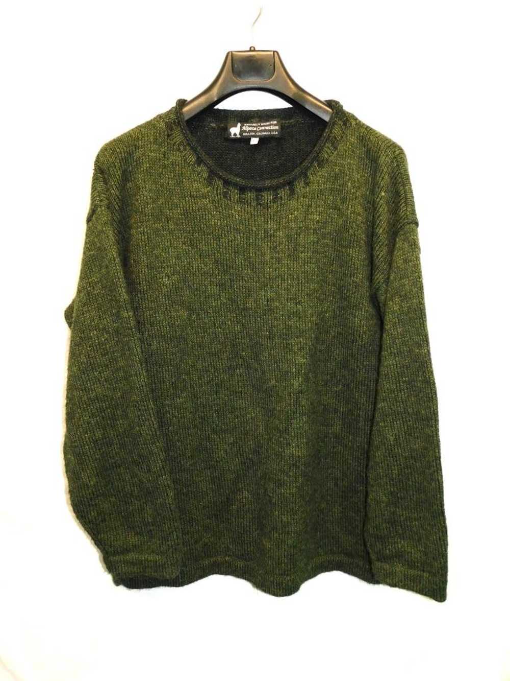 Alpaca Connection L Dark Green Sweater Mens Pullo… - image 1