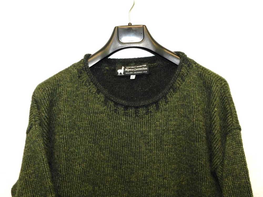 Alpaca Connection L Dark Green Sweater Mens Pullo… - image 2