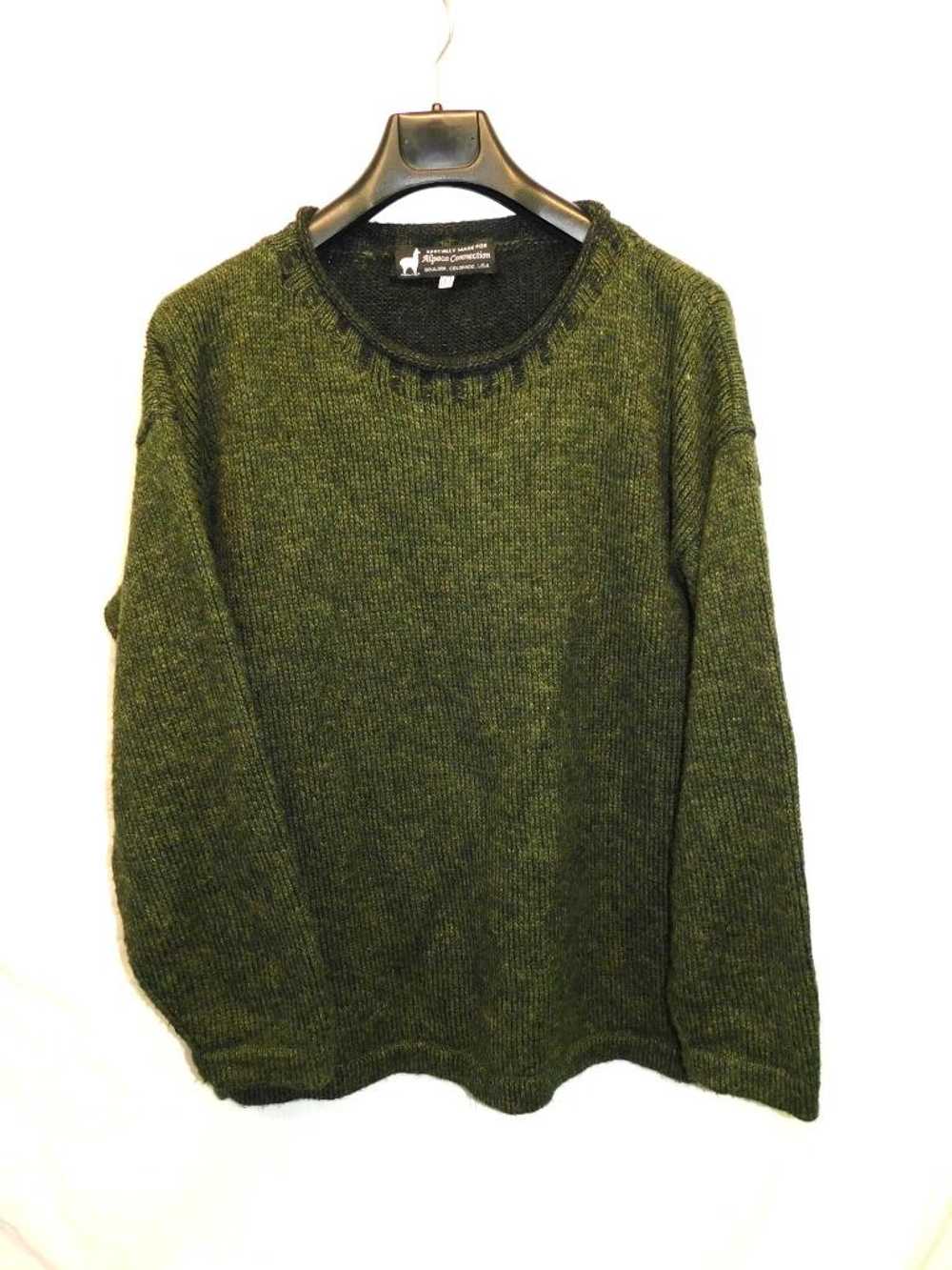 Alpaca Connection L Dark Green Sweater Mens Pullo… - image 7