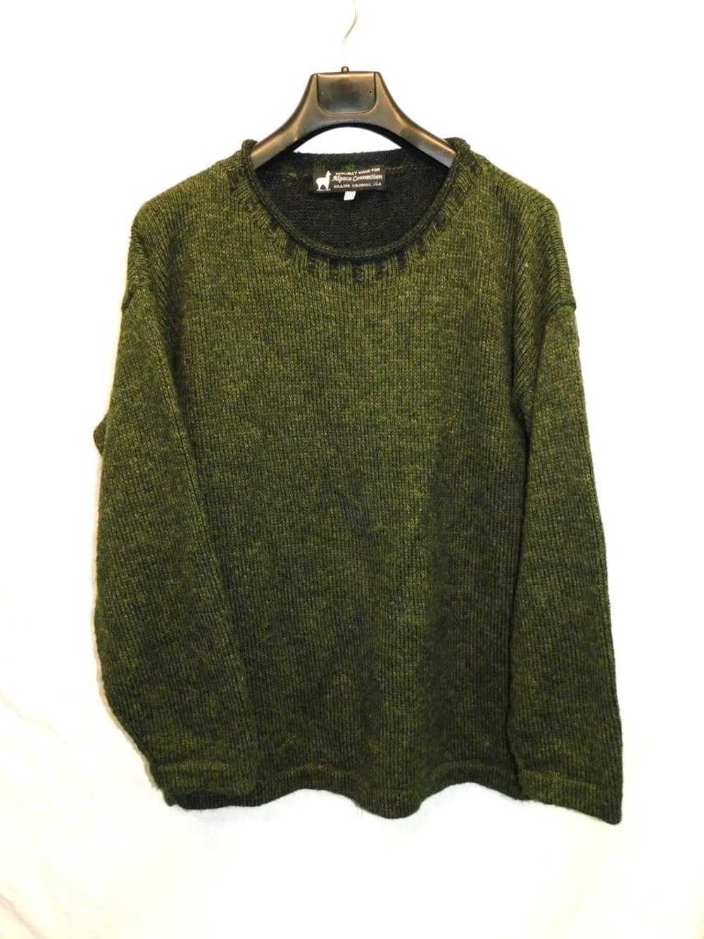 Alpaca Connection L Dark Green Sweater Mens Pullo… - image 8