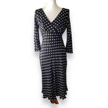 Donna Ricco Black Polka Dot Midi Dress with Bell … - image 1
