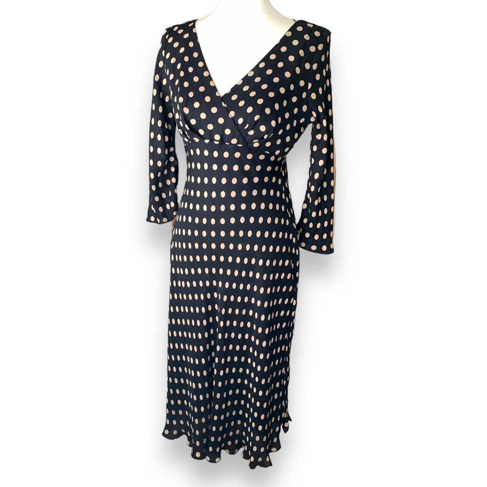 Donna Ricco Black Polka Dot Midi Dress with Bell … - image 3
