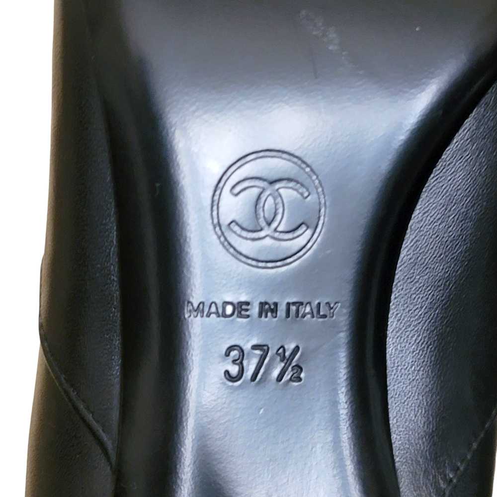 Chanel CC Logo Black Leather Ankle Chain Cap Toe … - image 12