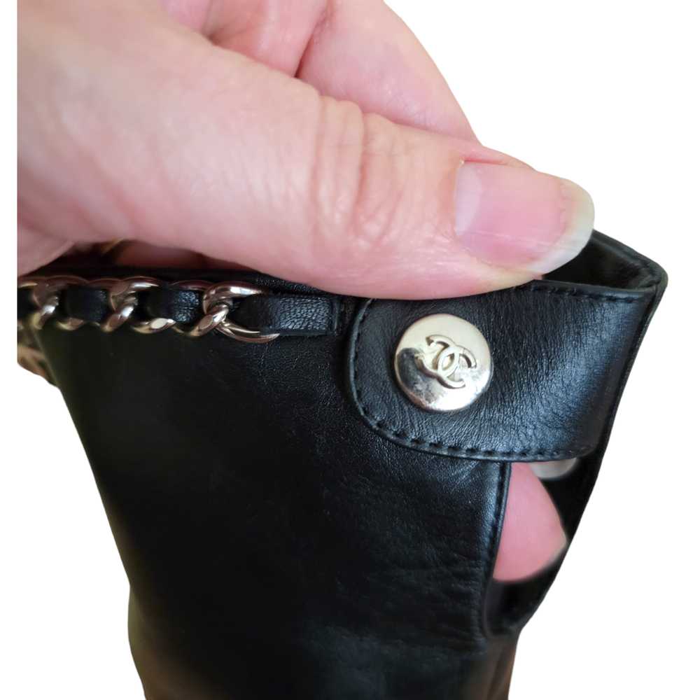 Chanel CC Logo Black Leather Ankle Chain Cap Toe … - image 7