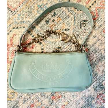 RARE JUICY COUTURE Vintage Y2K Sky Blue Leather a… - image 1