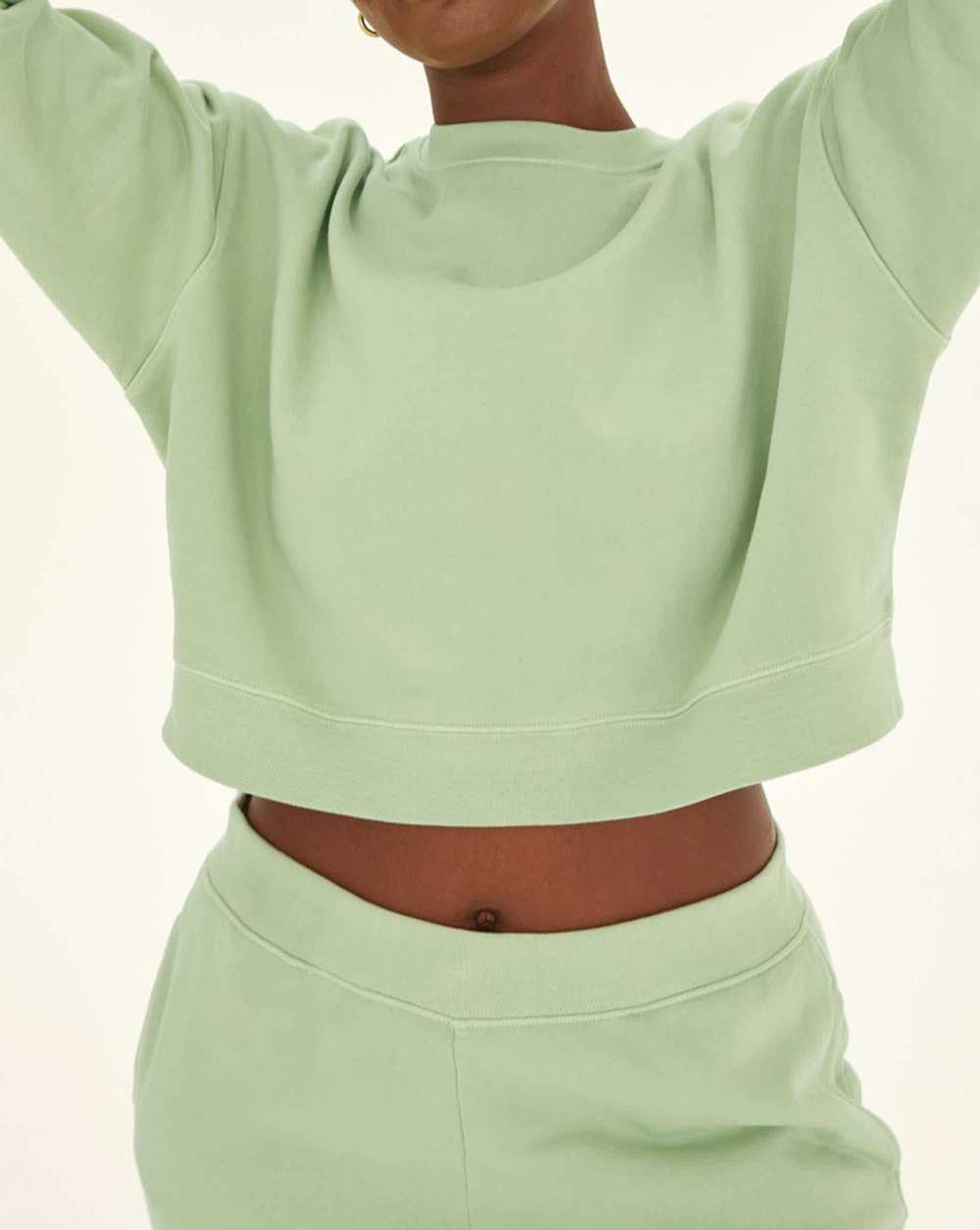 Girlfriend Collective Pistachio 50/50 Cropped Swe… - image 1