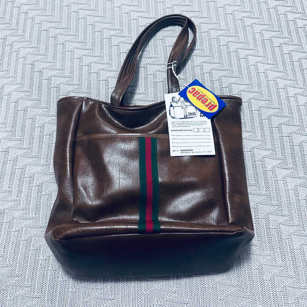 Vintage faux leather 1960s carryon travel tote NWT - image 2