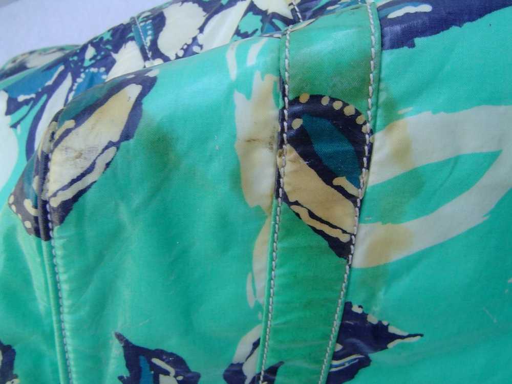 AUTHENTIC CHANEL XL GREEN AND BLUE COATED FLORAL … - image 7