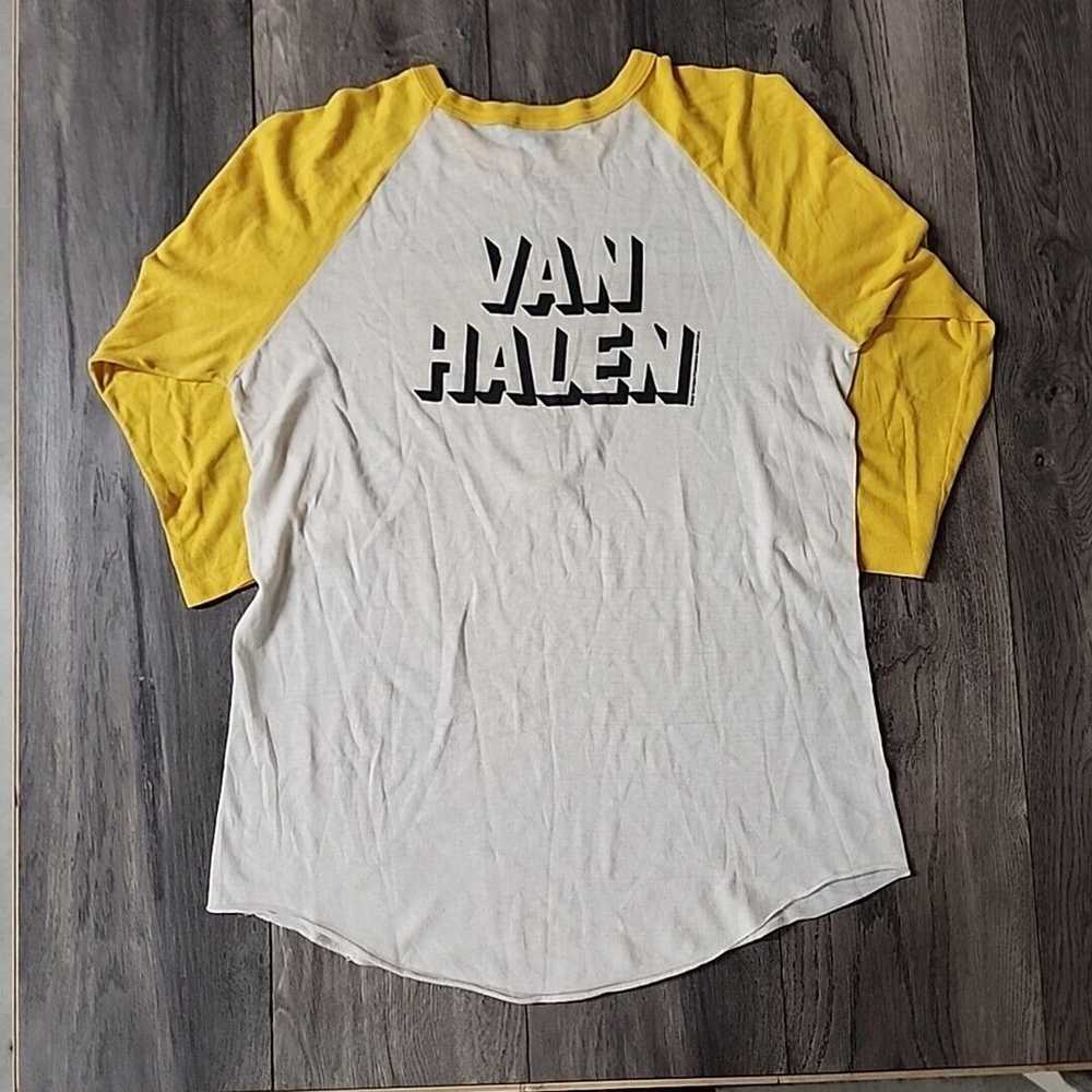 Vintage 1980 Van Halen Invasion L Shirt Yellow Wh… - image 5